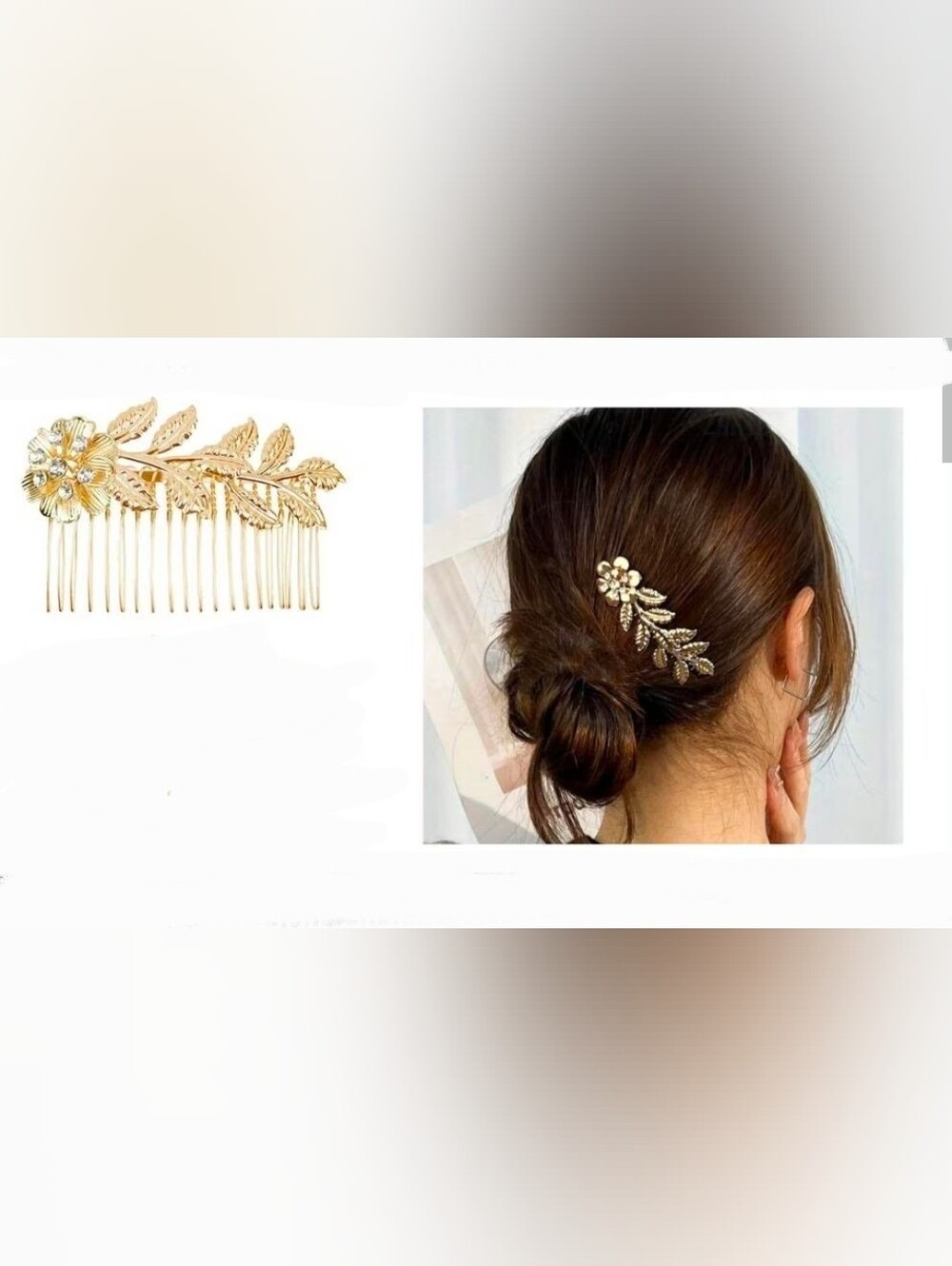 Gold Floral Leaf Hair Comb - Elegant Women’s Hair Accessory BNIB